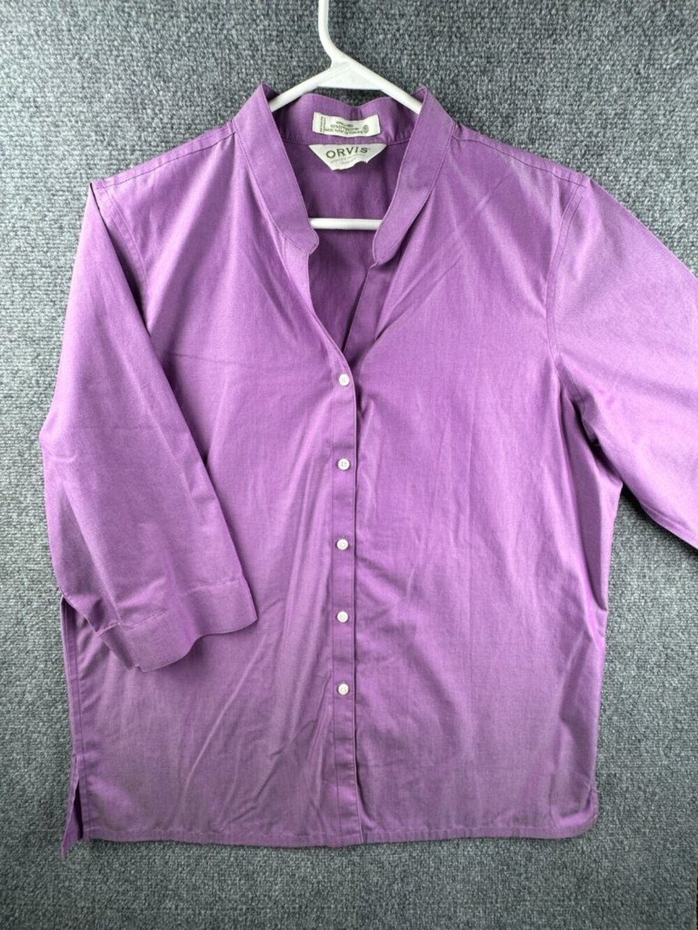 Orvis Women’s Purple Button Up Shirt 1/2 Sleeve Size 18 Cotton Wrinkle Free